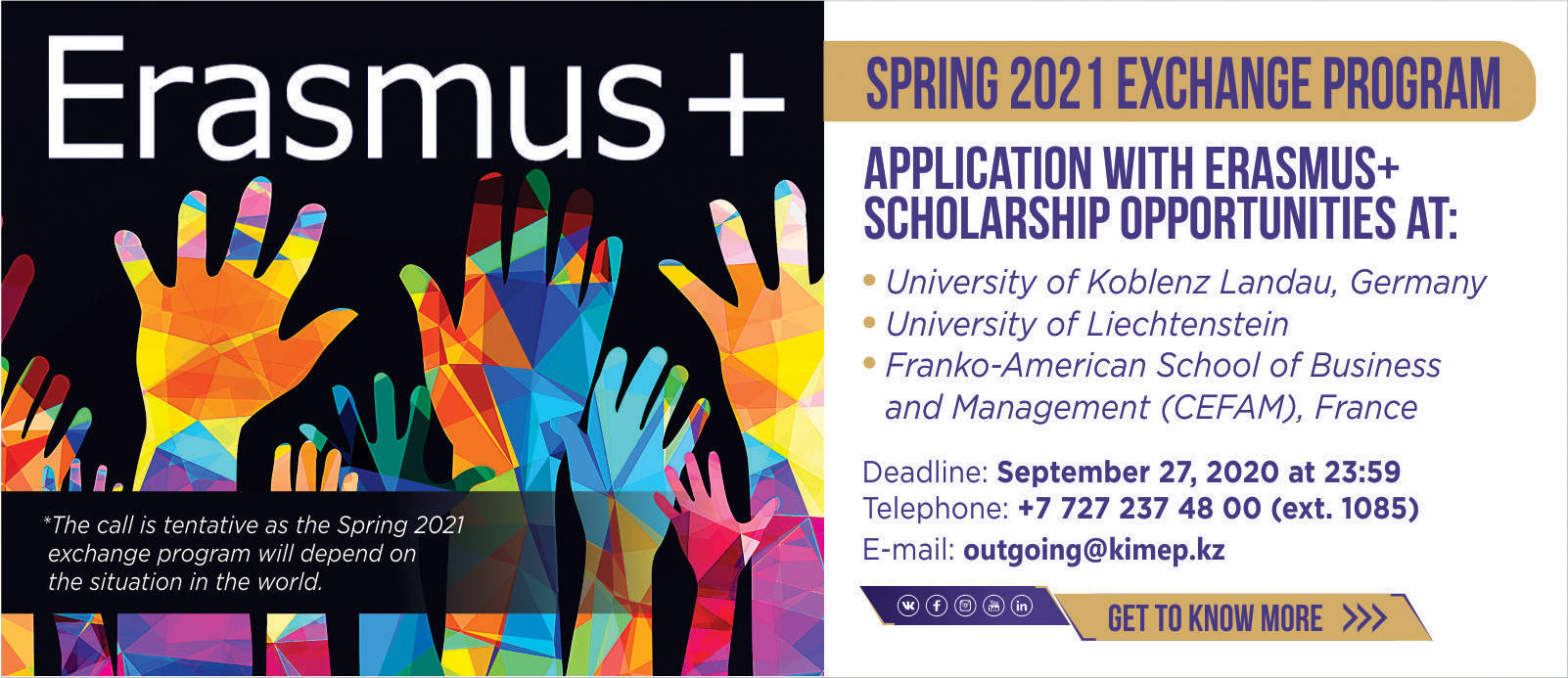 Slider application with Erasmus+ Scholarship