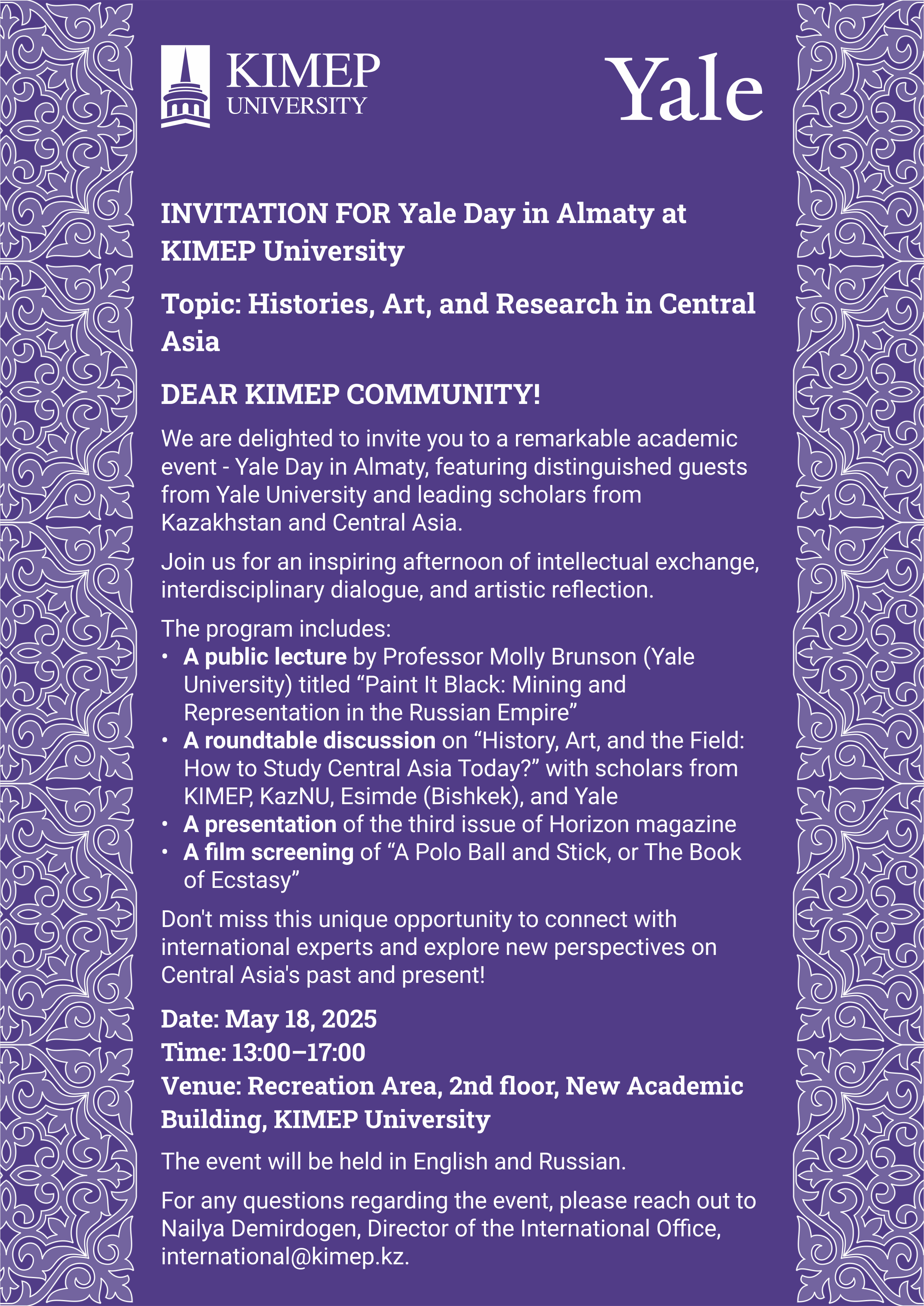 Invitation Yale Day in Almaty
